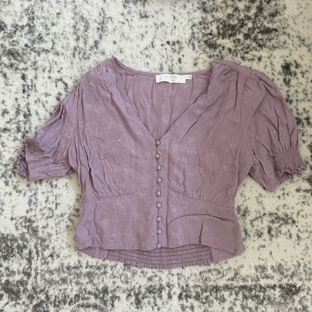 Astr Lilac Button-Up Blouse